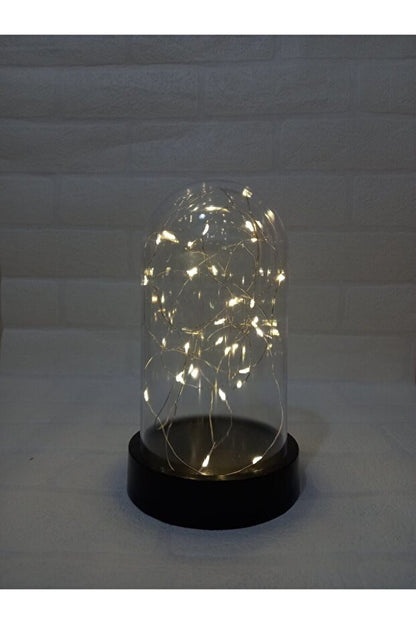 LED Işıklı Cam Fanus – 20x12 cm